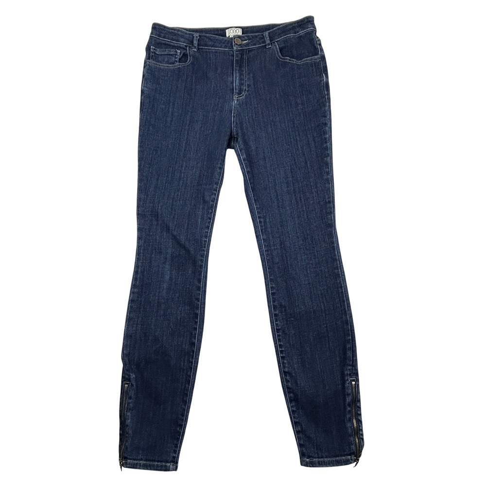 LOGO Lori Goldstein Jeans Womens 8 Blue Skinny Stretch Ankle Zip Denim